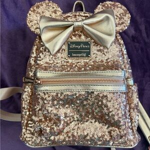 Loungefly Rose Gold Sequin Kids Backpack